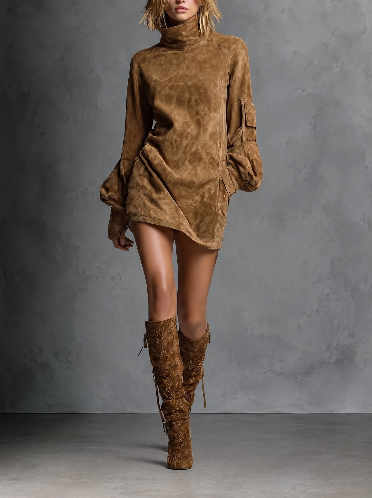 Bibiana · Vestido corto oversize de ante