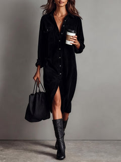 Beatriz · Vestido midi de pana negro