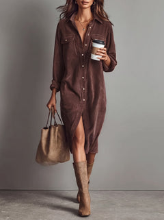 Beatriz · Vestido midi de pana vino